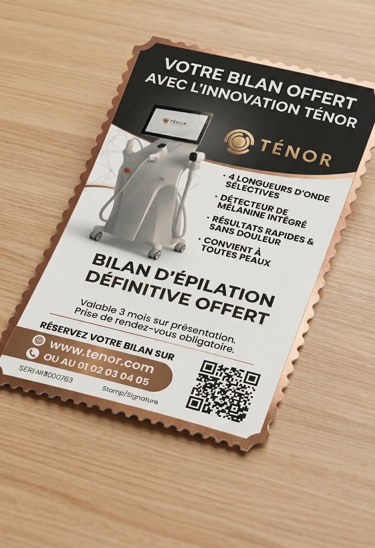 Carte Bilan d'épilation définitive offert