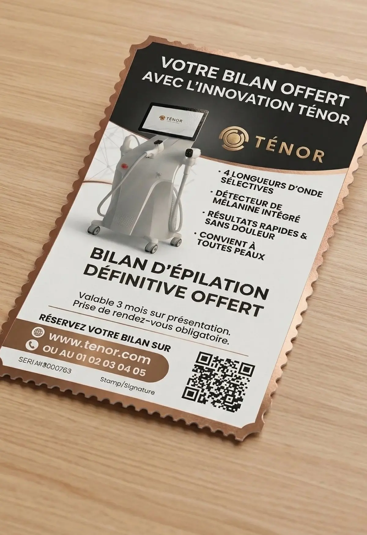 Carte Bilan d'épilation définitive offert